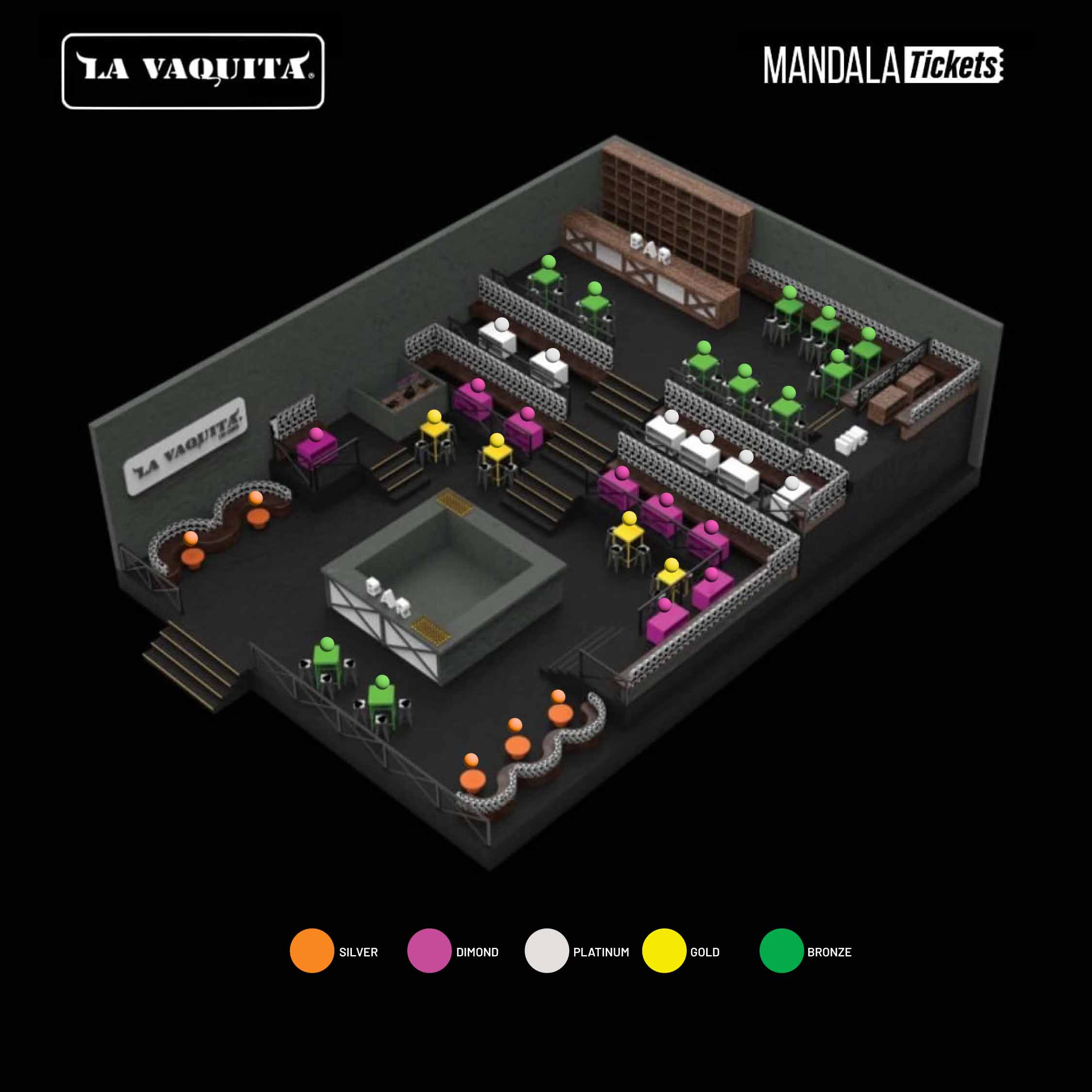 D'Cave Nightclub Cancún - Layout map and area distribution
